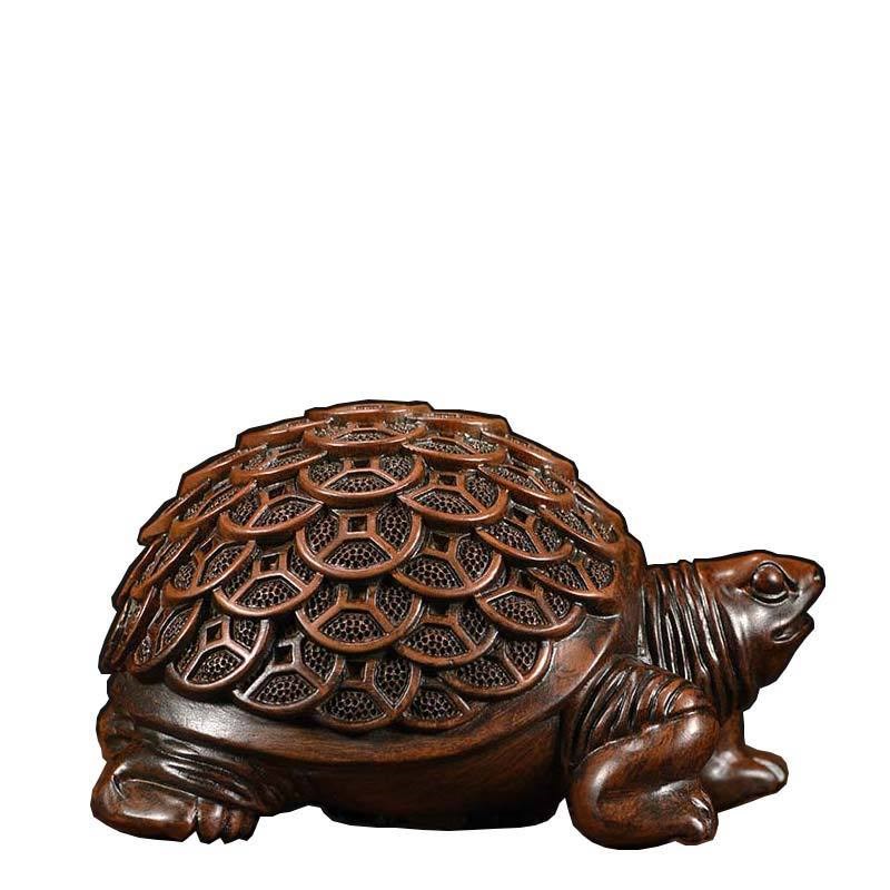 实木雕刻金钱龟摆件长寿乌龟家居客厅玄关装饰工R艺品开业乔迁送