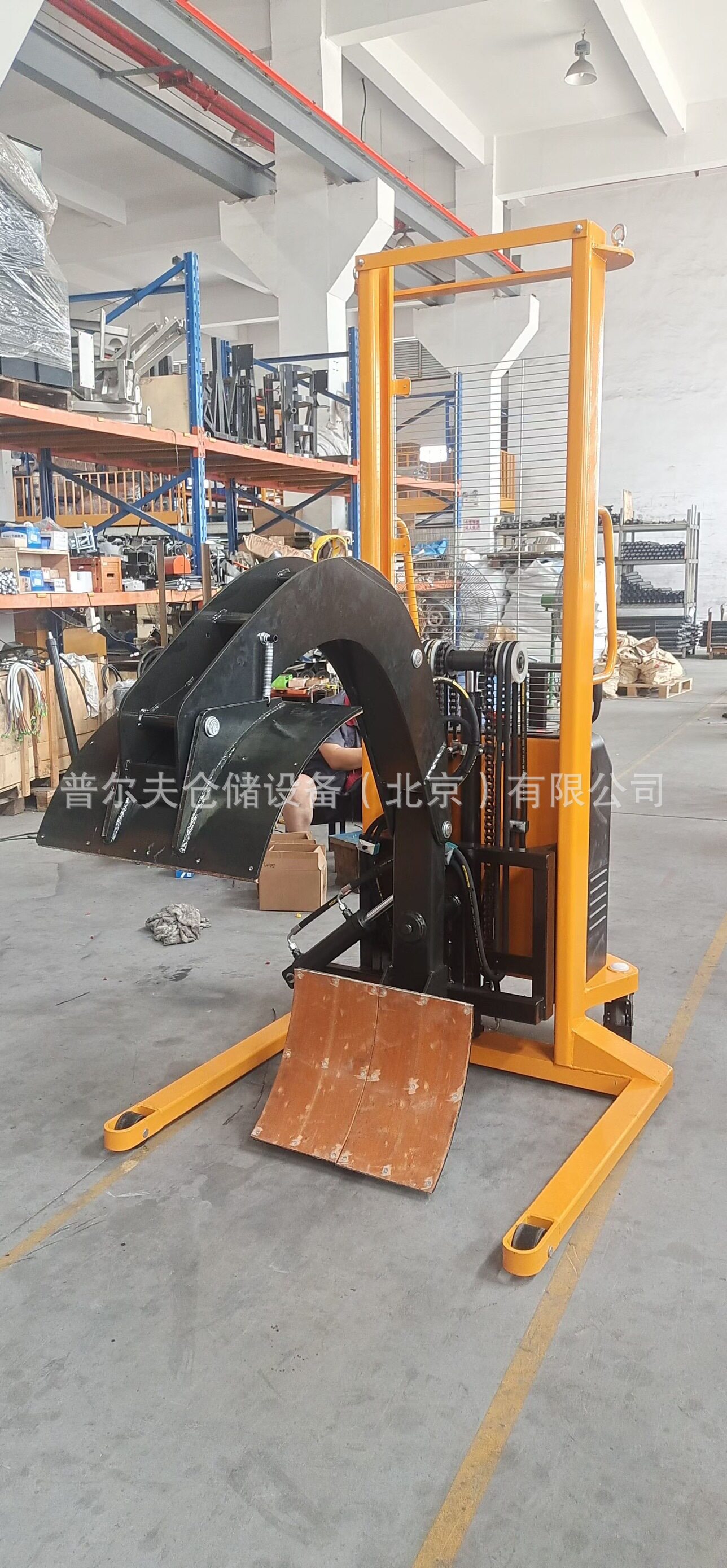 半电动卷膜翻转车圆形物料搬运升高车堆高车装卸车油桶提升旋转车