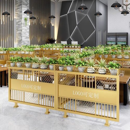 矮隔断铁艺屏风办公工业风餐饮厅酒店卡座L绿植围护栏商用装饰花