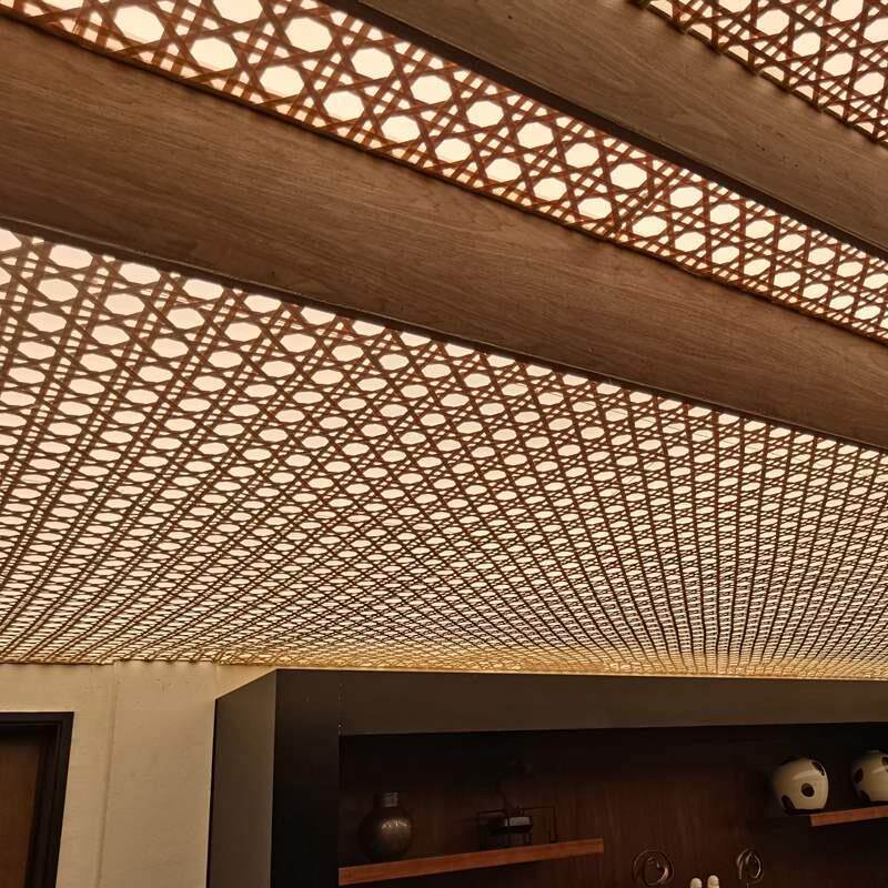 竹编吊顶竹装饰餐厅吊顶天花板酒店民宿吊顶火锅店大厅竹编吊顶