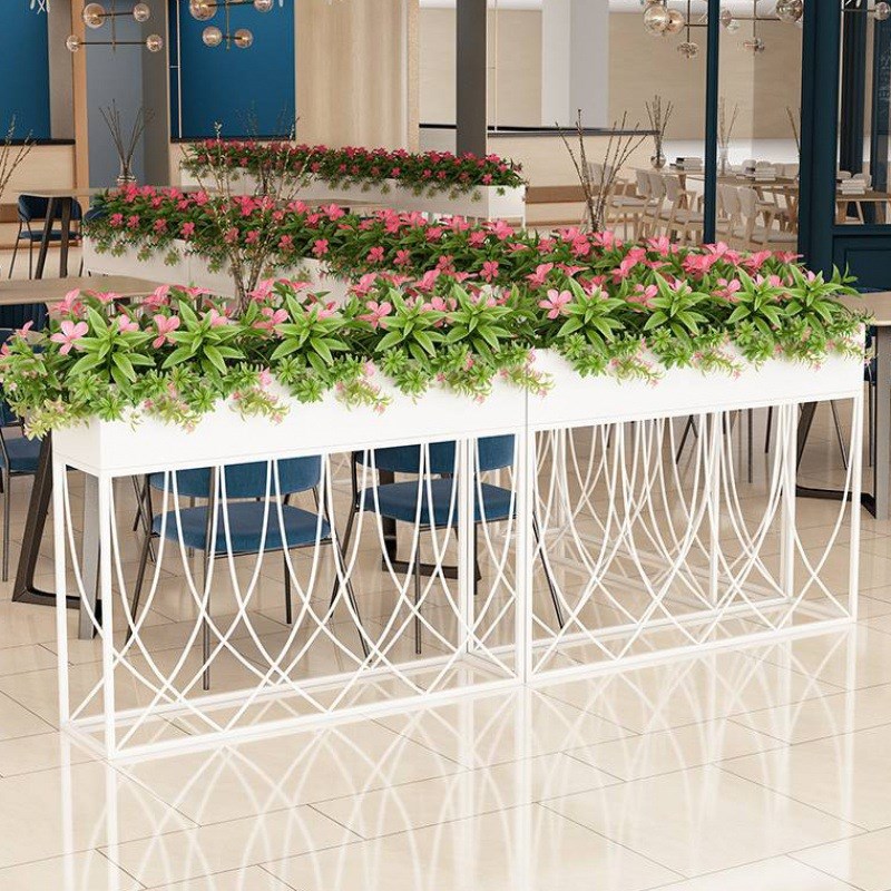 北欧餐厅隔断花架 n户外网红庭院铁艺栅栏花箱 饭店装饰花盆架子