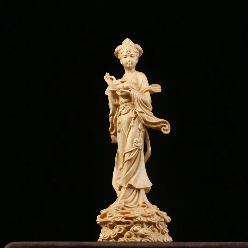 【月宫仙子】桧木嫦娥奔月摆件实木雕刻仙女姐姐家居装饰工艺品