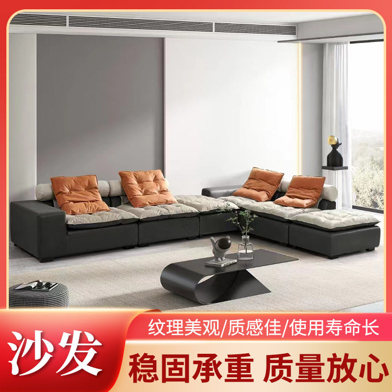 现代简约大户型家居客厅L型布艺组合沙发豆腐块大坐贵妃躺沙发