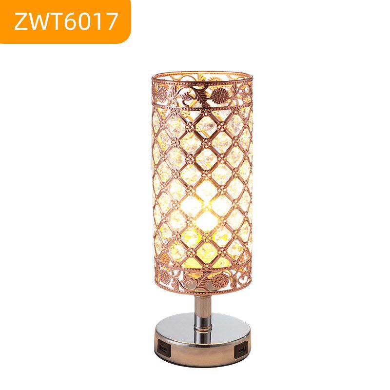 床头台灯 创意gusb充电铁艺阅读护眼灯北欧复古书房客厅卧室灯具