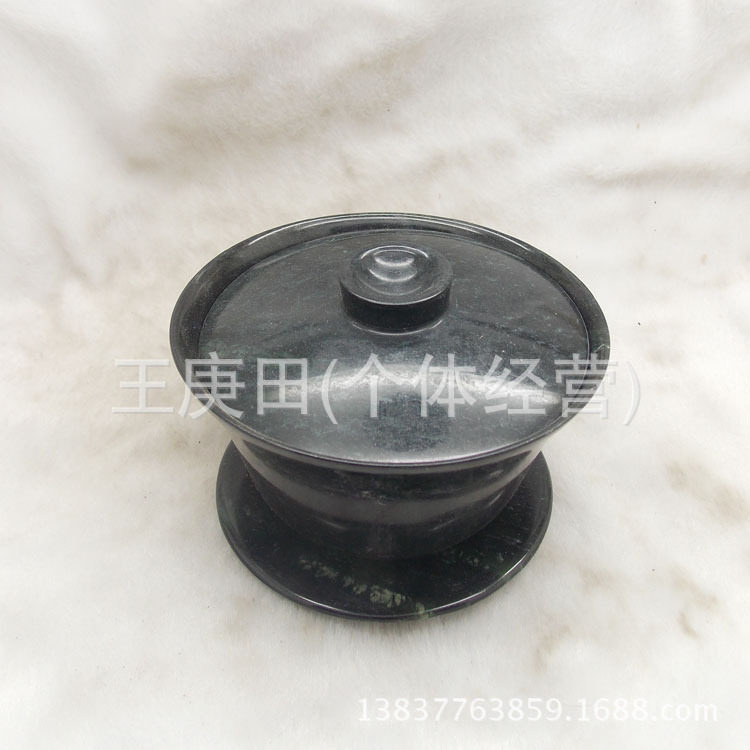 批发黑绿玉养生茶具茶杯茶具套装厂价销售送礼佳品玉碗