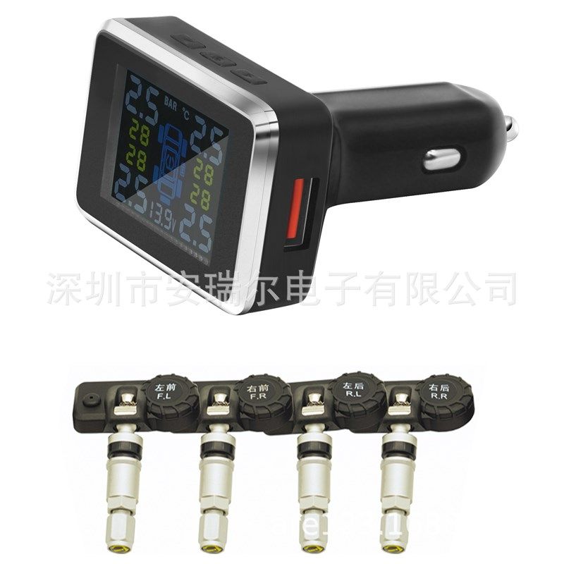 TPMS四轮独显示胎压监u测器点烟器胎压监测显示无线胎压侦测器