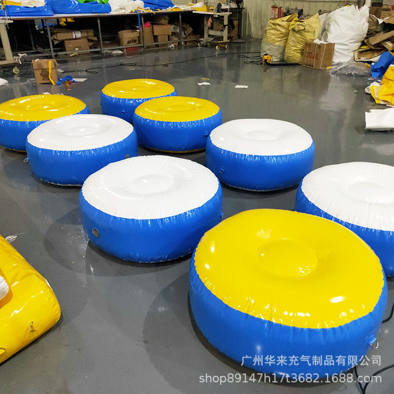 水上充气圆饼浮桥浮萍浮排气垫蜻蜓点水大型闯关乐园组合设备漂浮