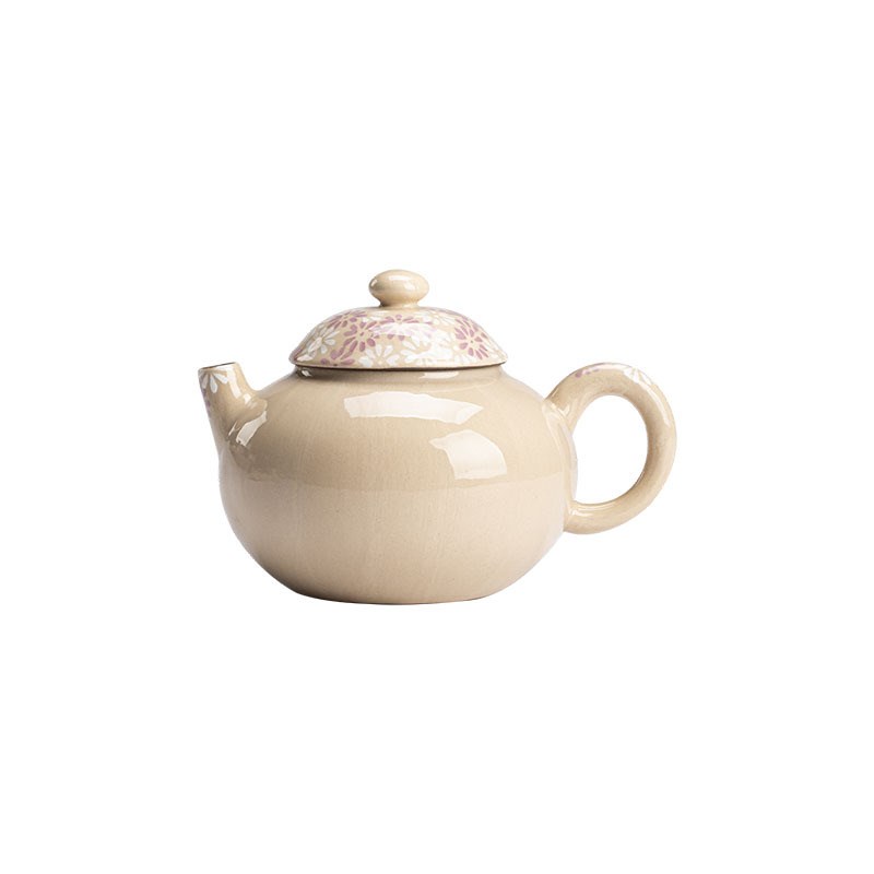 粉引手绘釉下彩茶壶带过滤孔泡茶E器小清新雏菊陶瓷单壶小壶