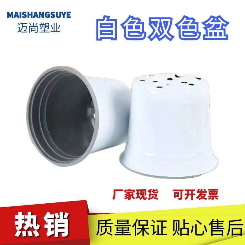 瓷白色加厚双色盆杯一次性简易软塑育苗盆钵双色花盆直销包邮