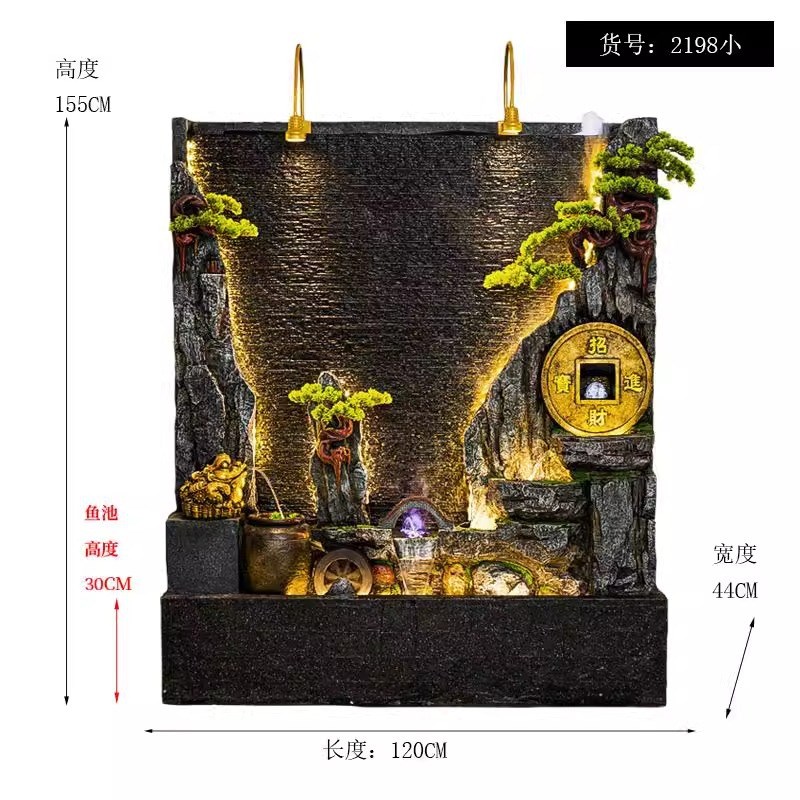 水幕墙流水屏风鱼缸造景循环水客厅庭院K公司玄关招财锦鲤水景摆