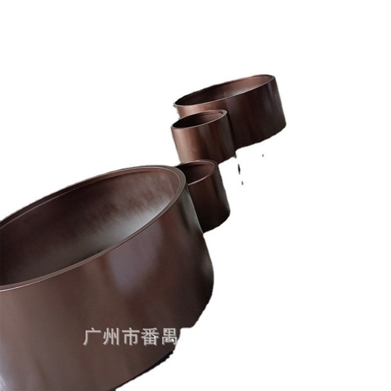 不锈钢烤漆上色圆柱n形花盆户外大型市政花箱金属花器酒店广场花