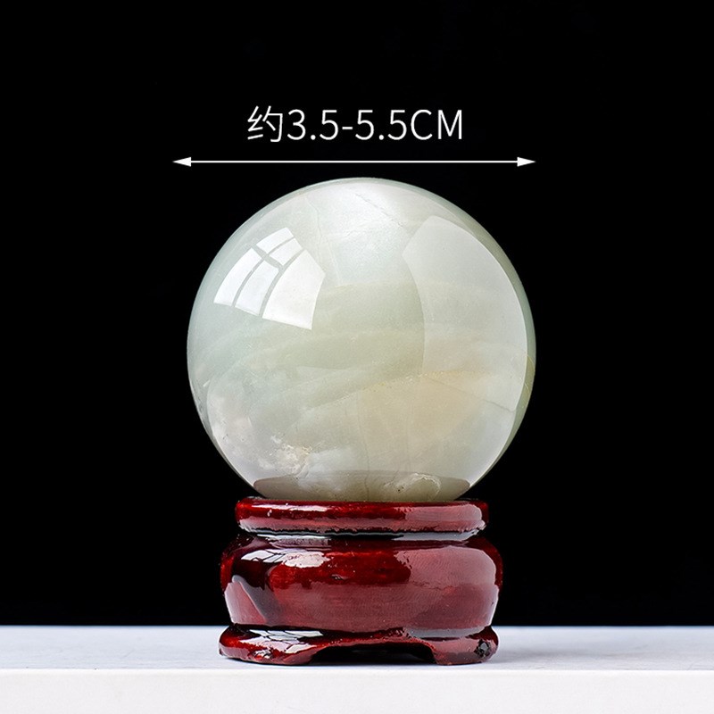 天然水晶精品绿月光石球水晶原石打磨能量风水球家居装饰摆件