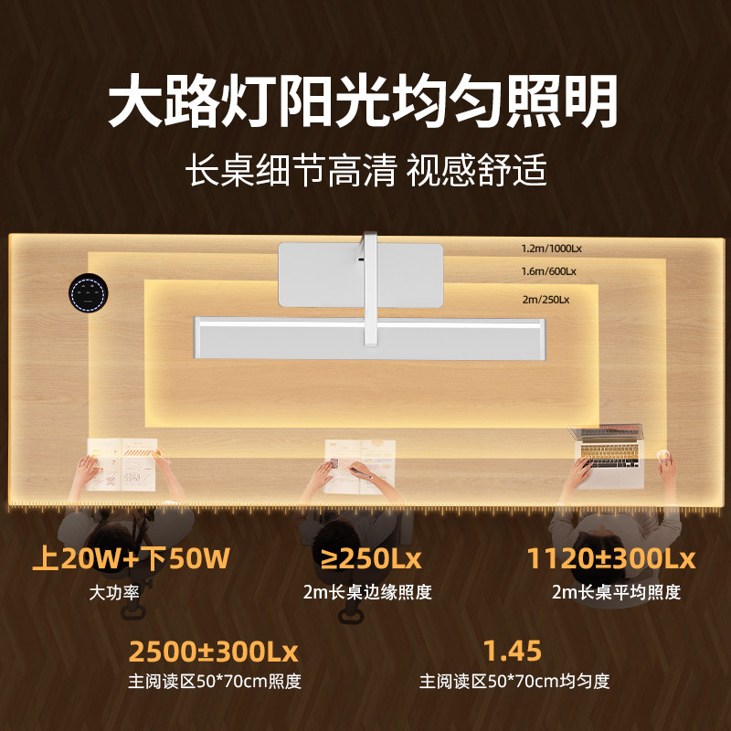 护眼大路灯学习学生宿舍阅读儿童工作书桌智能台灯R01-70W氛围灯