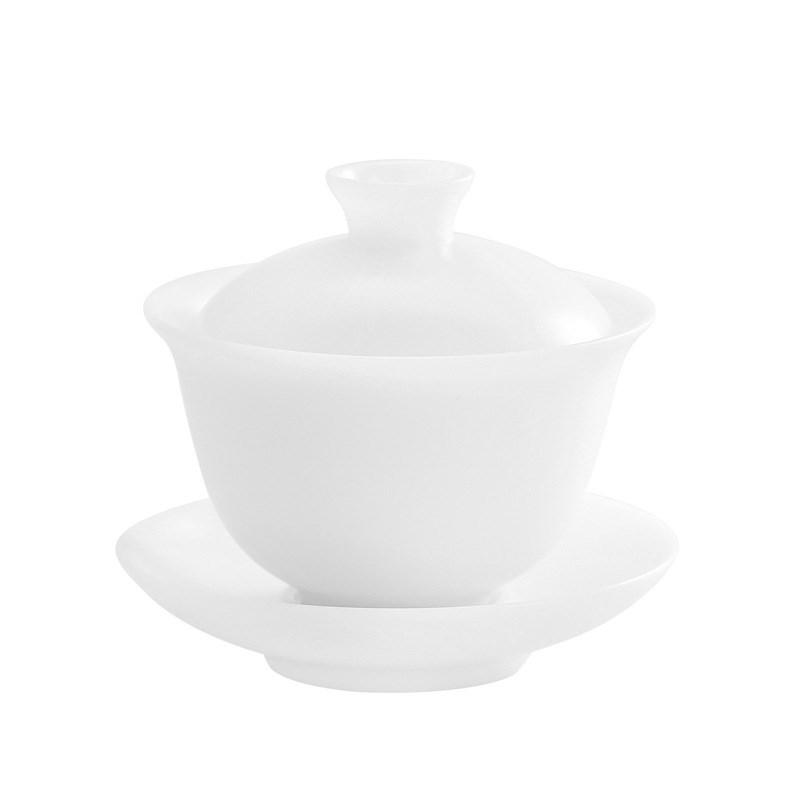 冰种玉瓷a盖碗小号120ml岩茶陶瓷家用高档素烧白瓷三才功夫泡茶碗