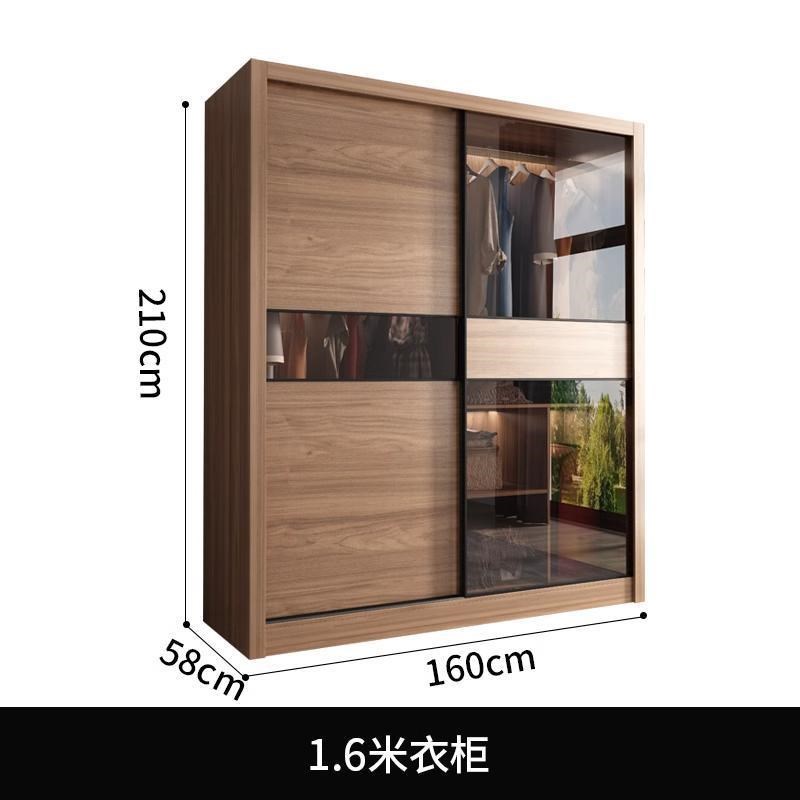 北欧推拉门衣柜家用卧室经济型玻璃E移门现代衣橱板式收纳轻奢简