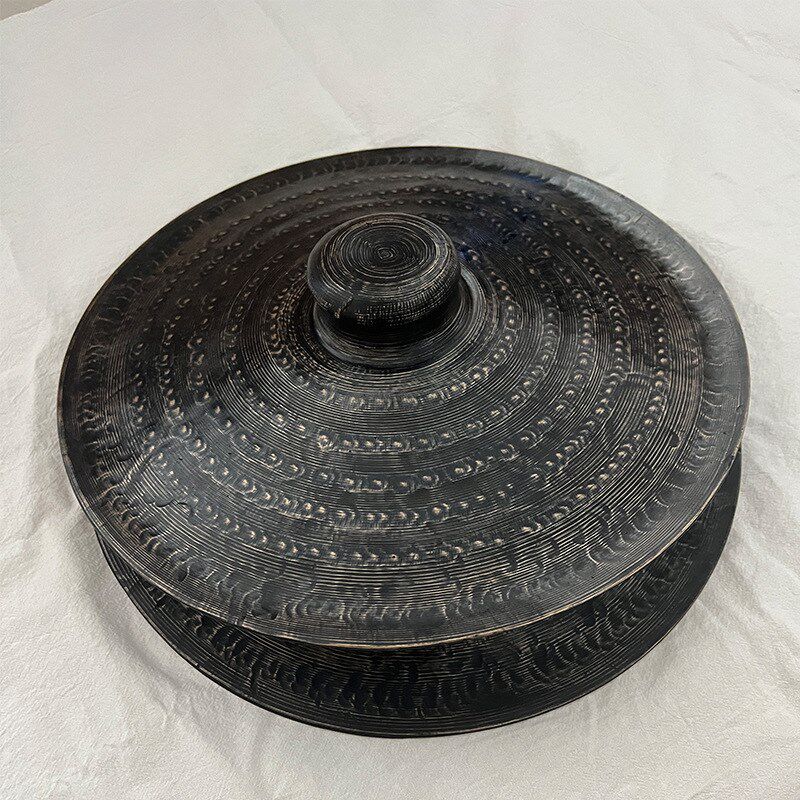 老式青铜纯铜手工闭口大铙大手柄铜铙27 30 33CM铙钹大铜镲锣鼓钗
