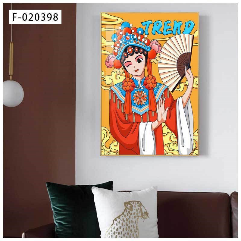 壁画京剧花旦火锅店进门装饰画饭店川菜馆走廊P道挂画玄关过风国