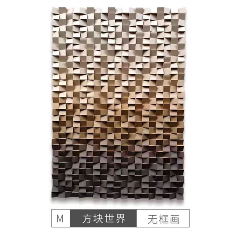 高端马赛克实木头手工装置画立体客厅装N饰画餐厅壁画玄关挂画