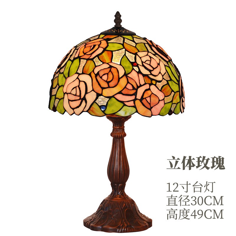 直销 12寸粉蔷薇帝凡尼欧式家居婚房L装饰灯具卧室床头台灯