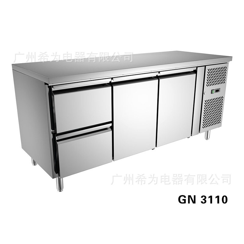 开槽沙拉台商用操作台工作台水果捞冰柜展示柜操作披萨撒料小菜柜