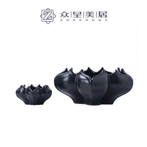 现代件欧陶瓷花器创意花盆摆简北约样板间客厅餐桌软装饰品干花瓶