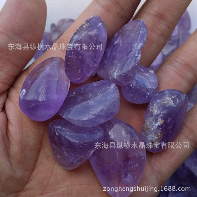 一千克紫水晶碎石薰衣草紫晶裸石批发鱼缸石