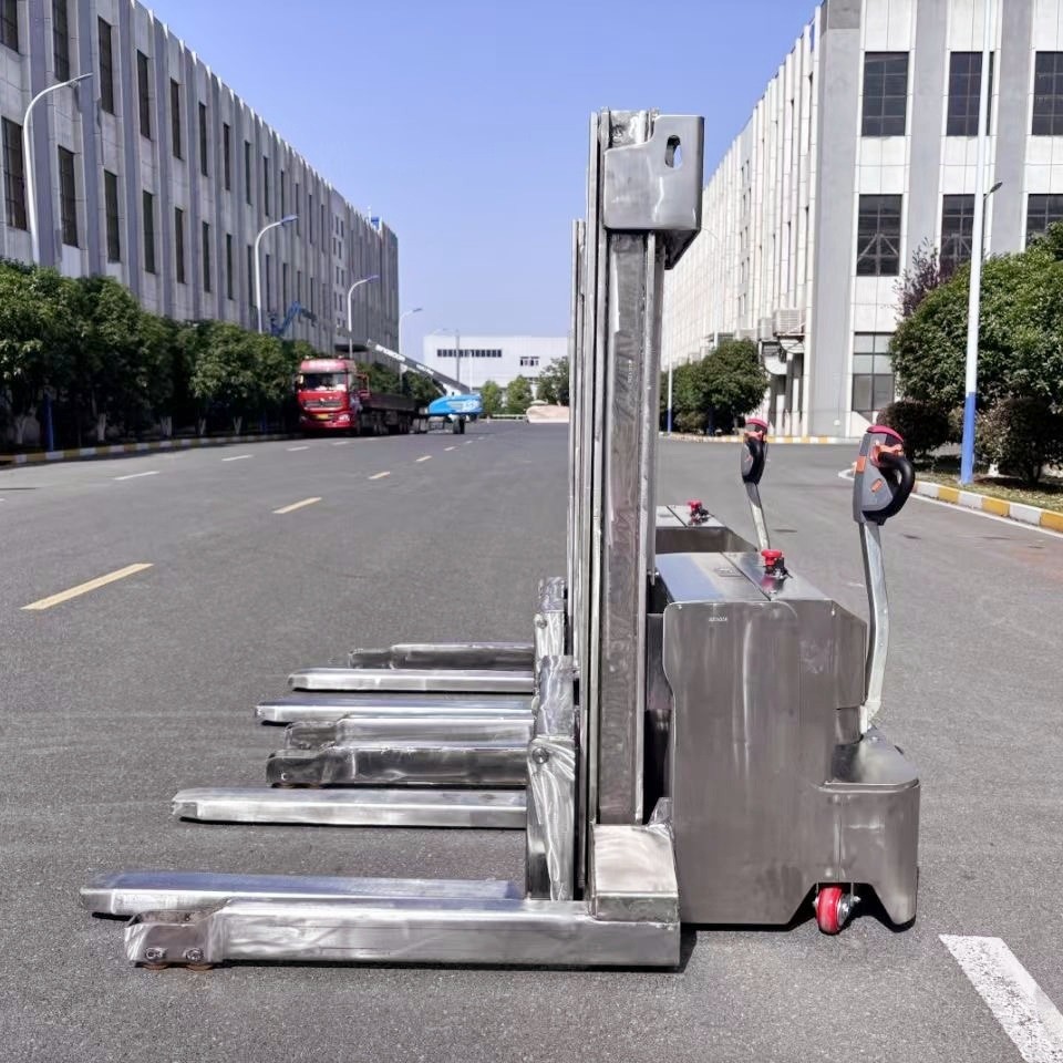 普尔夫非标304装卸搬运堆垛车轻型不锈钢液压升高车电瓶搬运车
