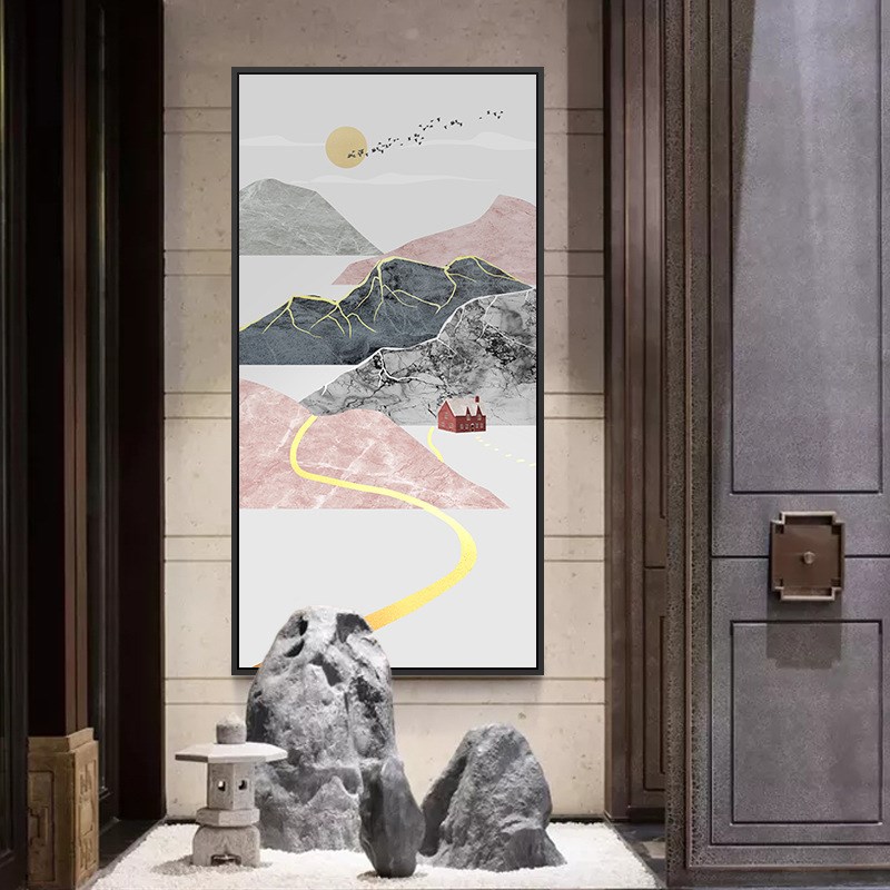 室内装饰画入户k玄关装饰画竖版北欧抽象画走廊过道挂画玄关画