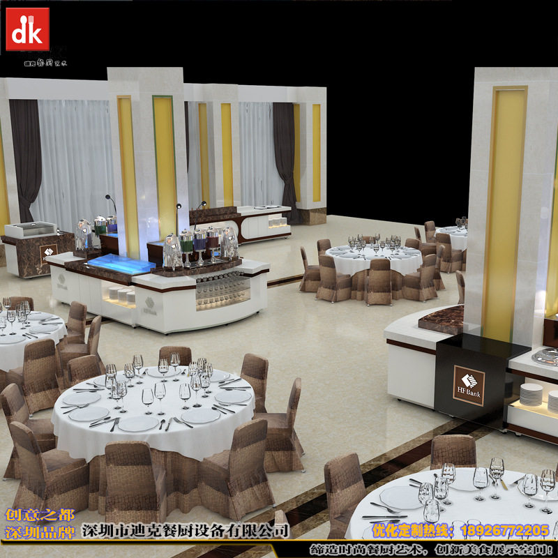 酒店餐饮家具 可固定可移动布菲台宴会折叠布菲车 迪克海鲜明档台