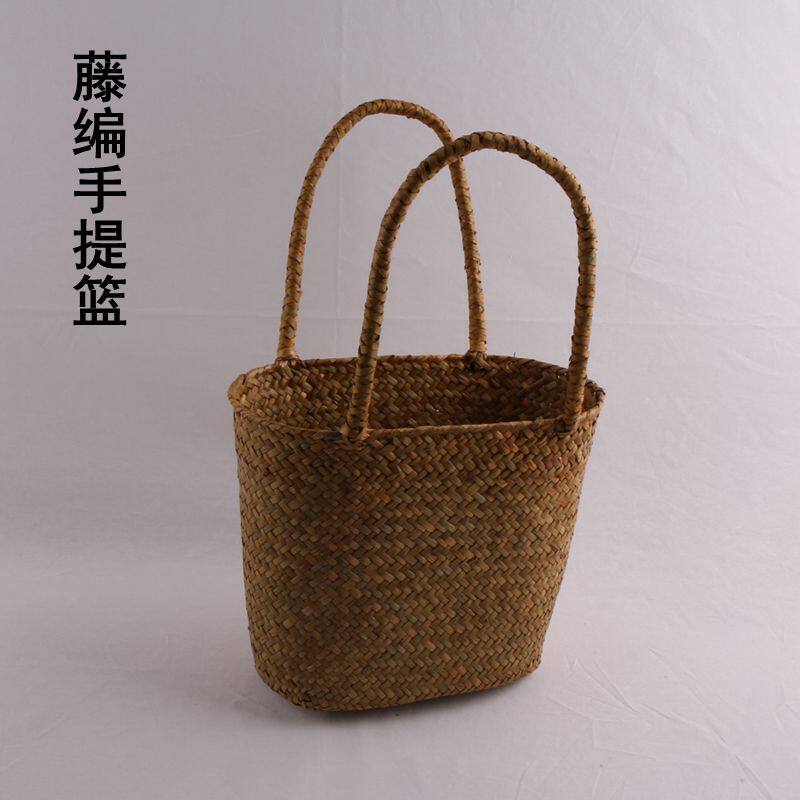 壁挂式报纸杂志收草挂袋 田园风手工纳编包购子篮物 插花花器摆件