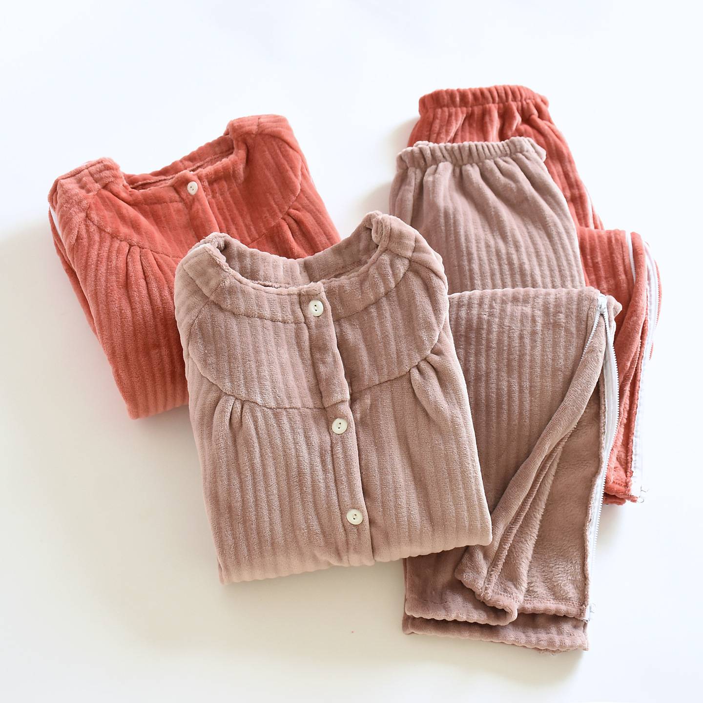 女款秋冬法兰绒保暖护理服针灸理疗术后卧床易穿脱侧开睡衣康复服