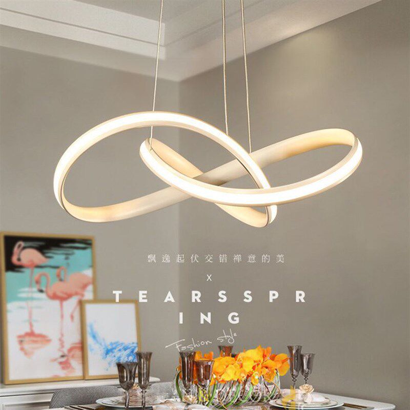 后现代简约客厅创意n个性led卧室饭厅前台黑白铝条异型餐厅吊灯