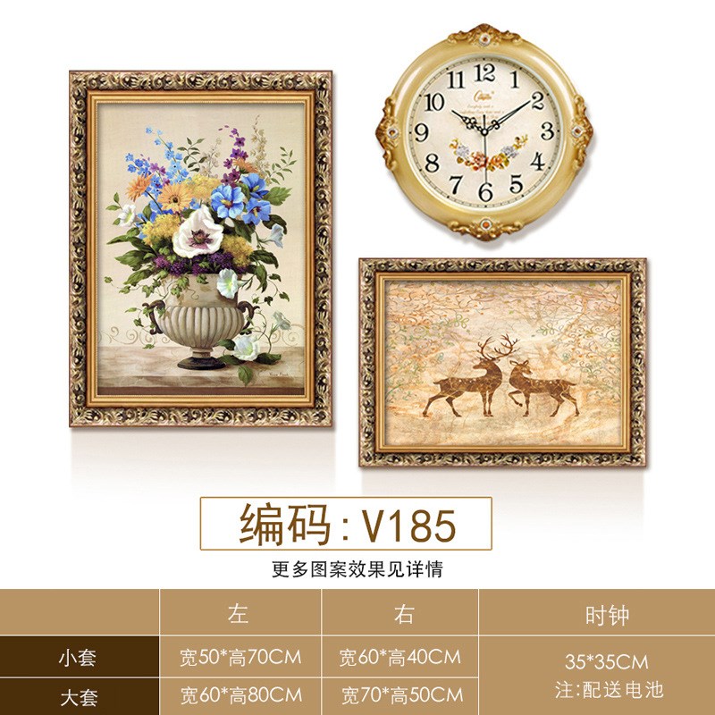 欧式餐厅装饰画简欧饭厅挂画现代美式创意客厅S组合油画麋鹿壁画