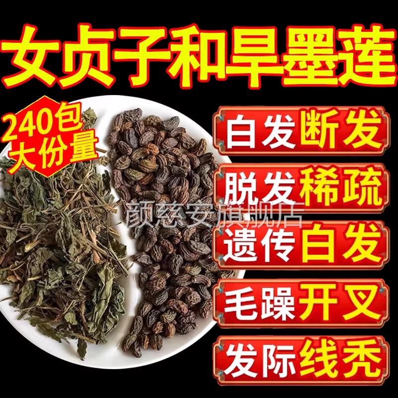 女贞子和墨旱莲养发乌正发组合各10克泡茶水喝中药材治白发品yuo