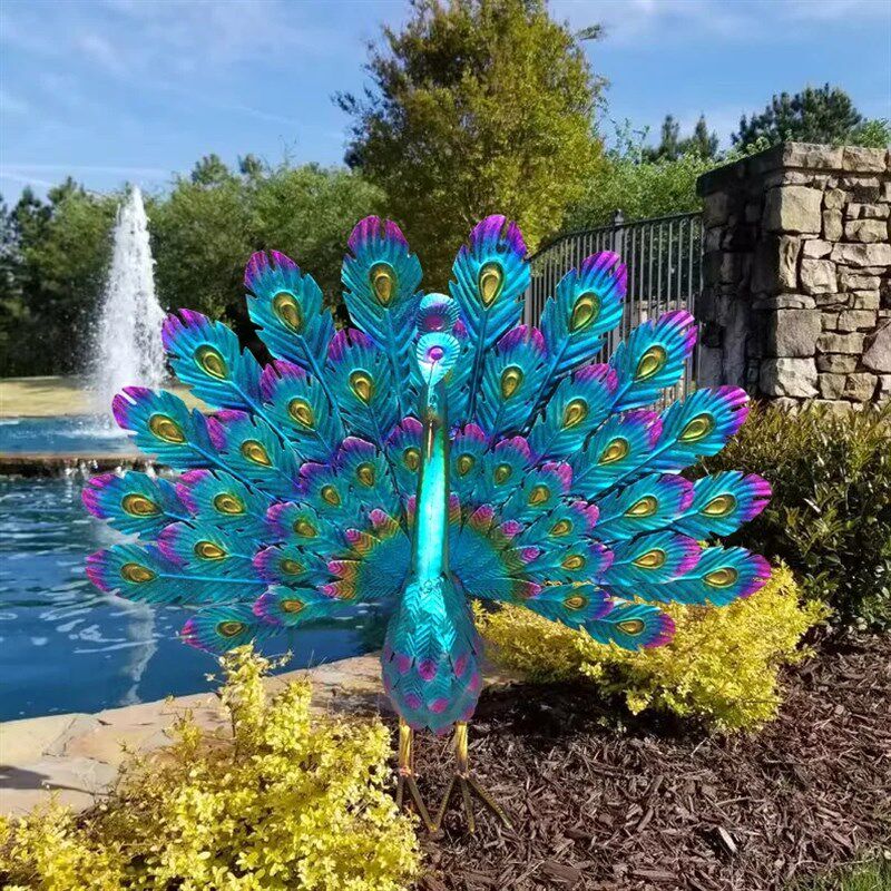 Metal peacock statue金属孔雀雕像雕塑花园庭院艺术独立站