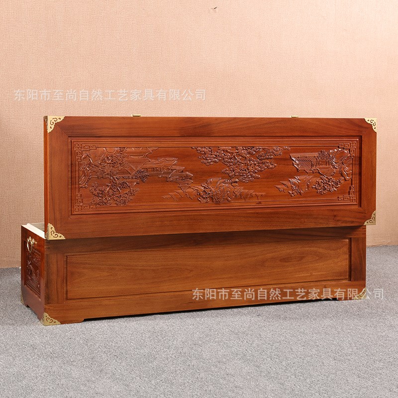 东阳木雕全香樟木箱子储物衣箱中式雕花箱字画收X纳结婚陪嫁箱