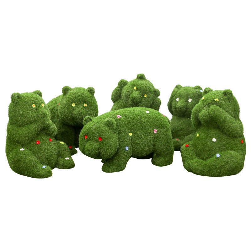 草皮熊猫雕塑户外园林景观大玻璃钢绿植仿真N动物摆件草坪装饰模