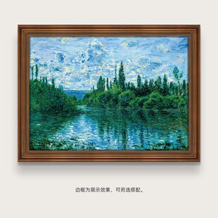 莫奈装饰画日出印象复古油画x花园美式挂画睡莲客厅玄关组合画名