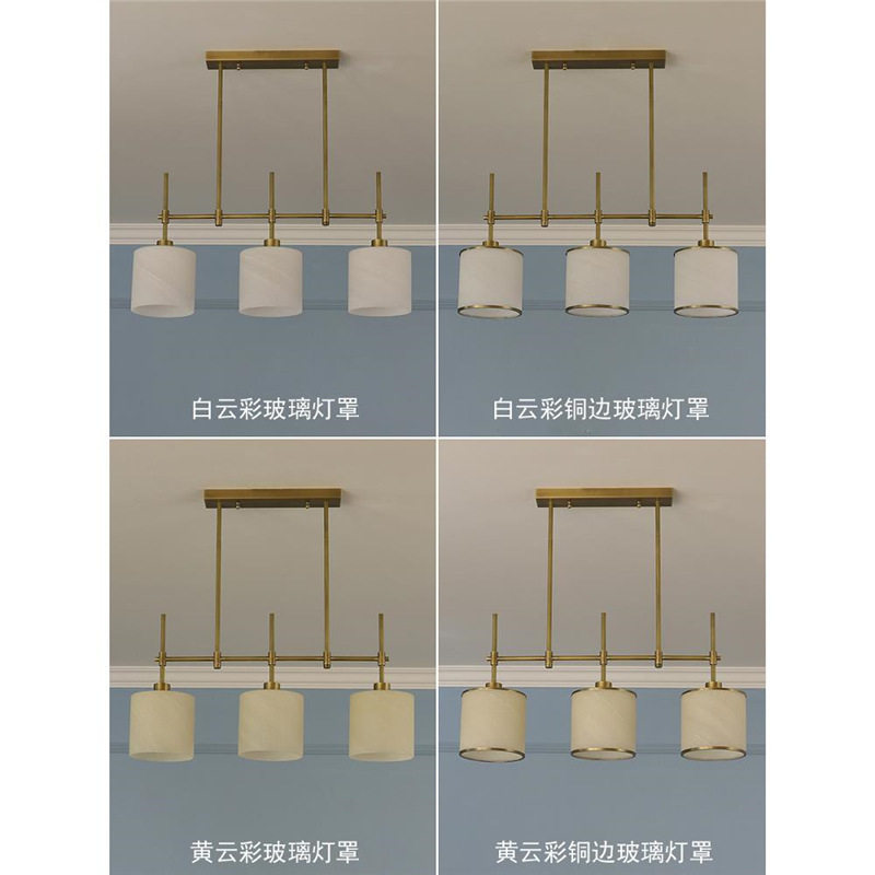 2025年新款美式全铜简约餐厅吊灯现代轻奢古铜色饭厅餐桌吧台灯具