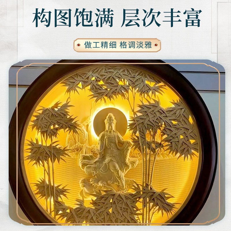 东阳木雕屏风实木雕花座红花梨迎客松屏新K中式隔断客厅玄关定