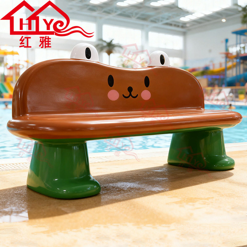 幼儿园卡通青蛙座椅儿童玻璃钢可爱长凳早教中心游乐场多人休闲椅