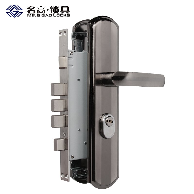 名高(MINGGAO) 防盗门锁三件套 C级叶片锁芯加厚拉丝面板把手执