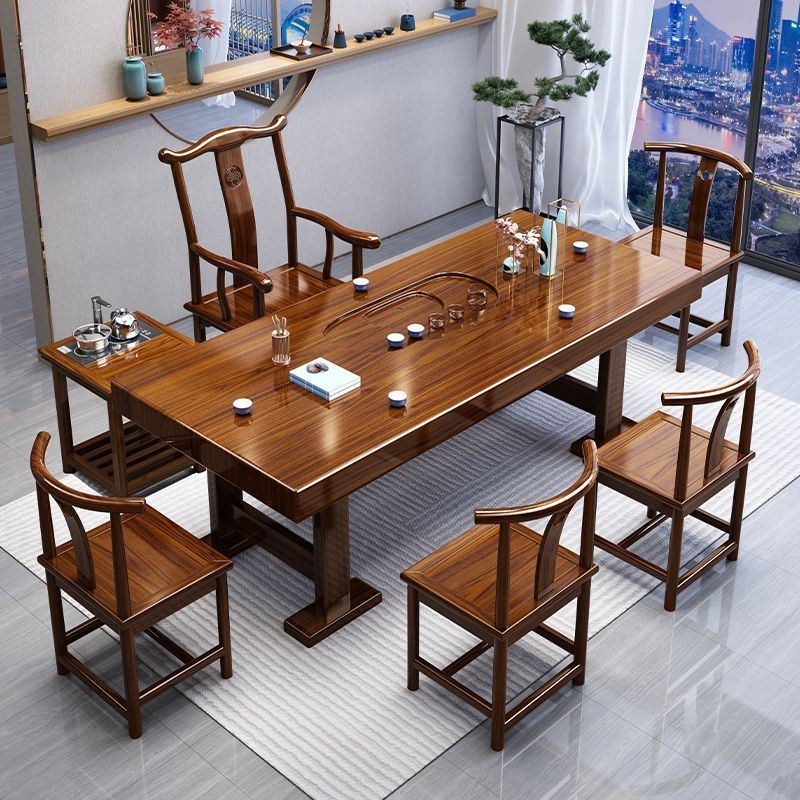 实木大板茶桌椅组合简约功夫茶台客厅家用茶几泡茶桌茶具套装一体