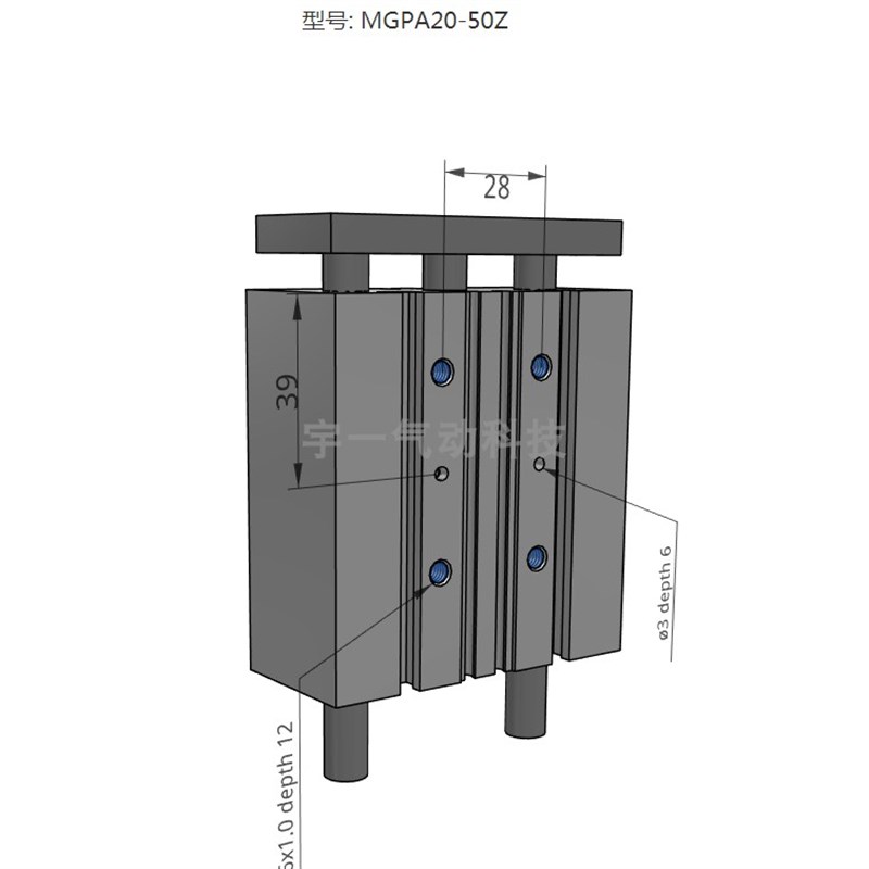 SMC 原装正品MGPA20-50Z/75Z系列 带导杆薄型气缸