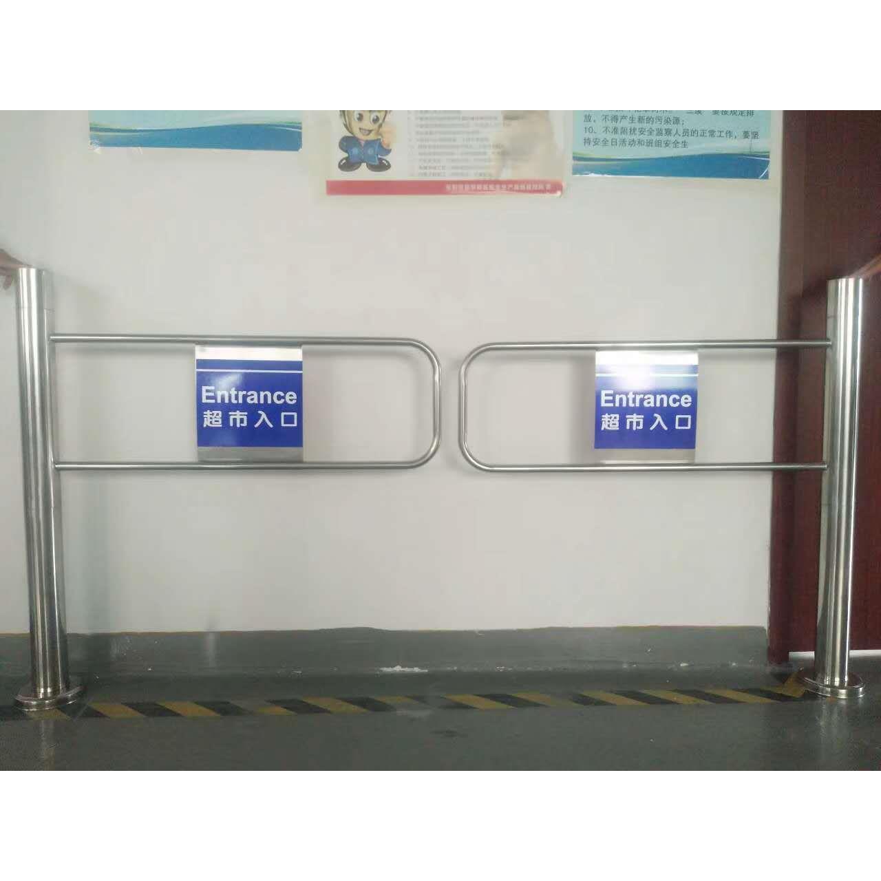 超市入口手动摆闸 手推单向门 入口感应门 桥式翼闸机 圆柱摆闸