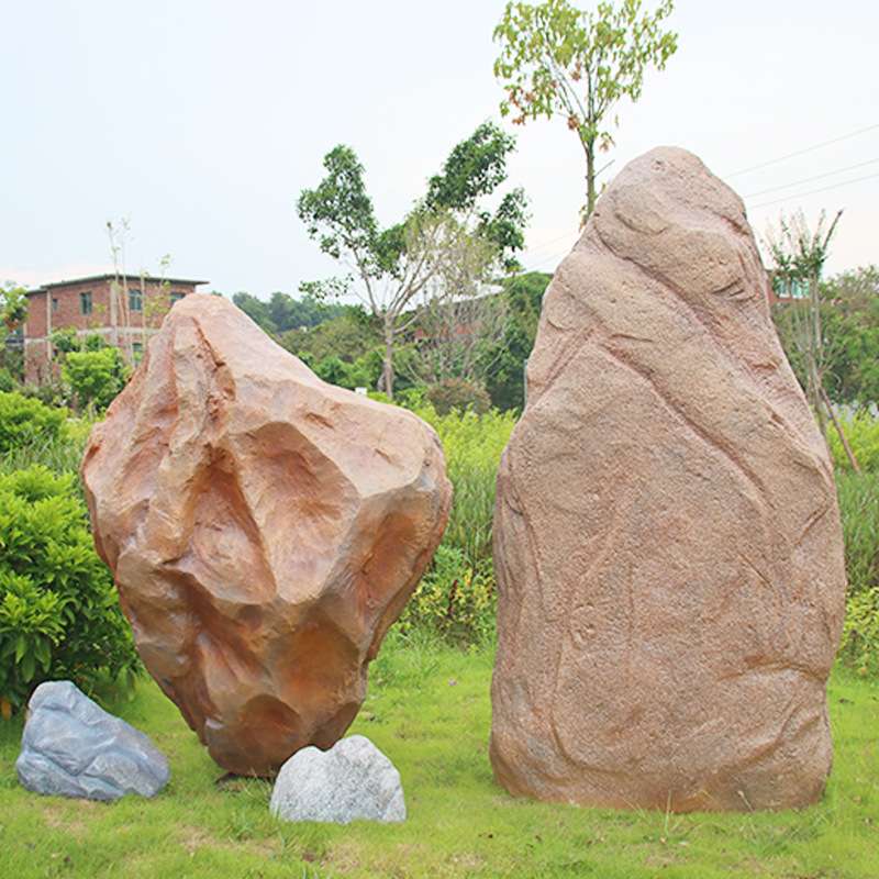 玻璃钢仿真景观石户外刻字仿真石庭院造景假山石摆件公园水池装饰