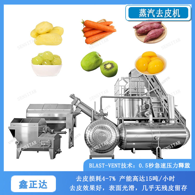 鑫正达冷冻薯条线 黄桃蒸汽去皮机一机多用 果蔬脱皮机