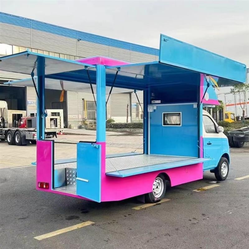 小型户外摆摊售货车 小吃快餐移动车 三面拓展流动售卖车多少钱
