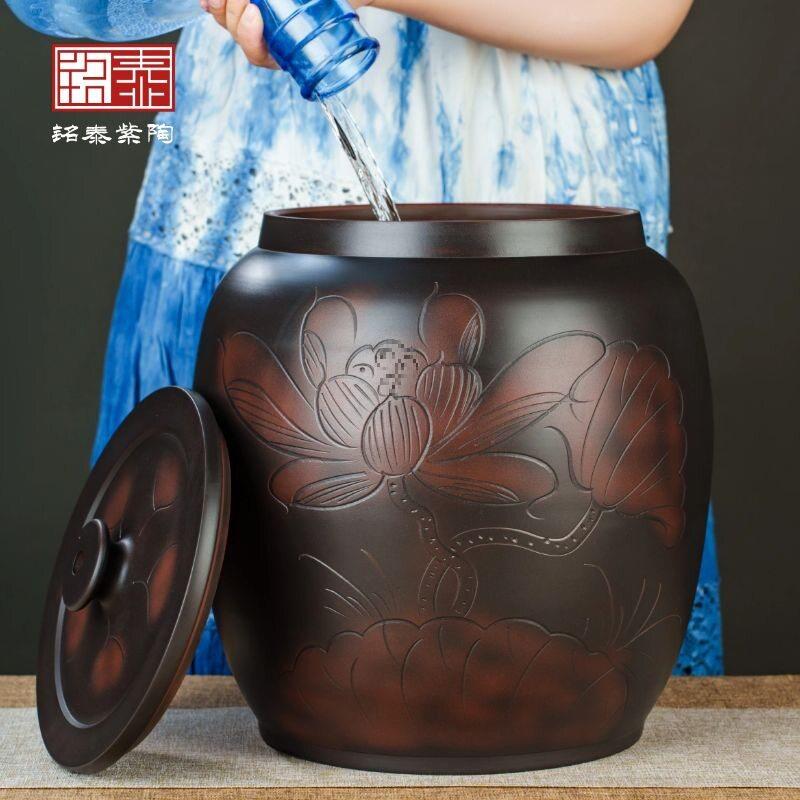 水缸陶瓷水桶家用储水用带盖老式过滤纯净水桶茶台泡茶抽水茶水桶