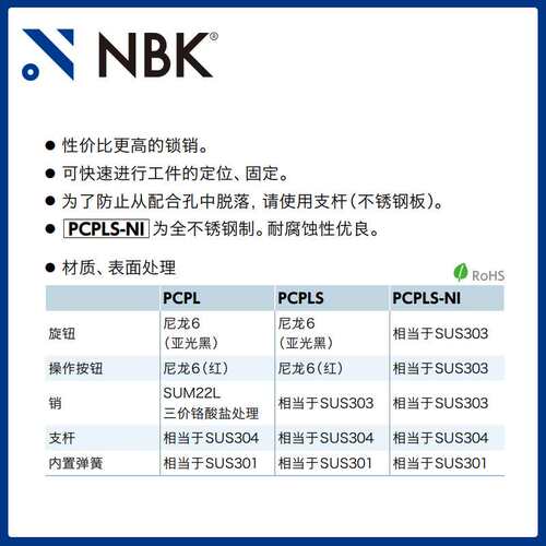 NBK PCPL 锁销插销 尼龙材质 机械配件快速定位 按钮 厂家直供